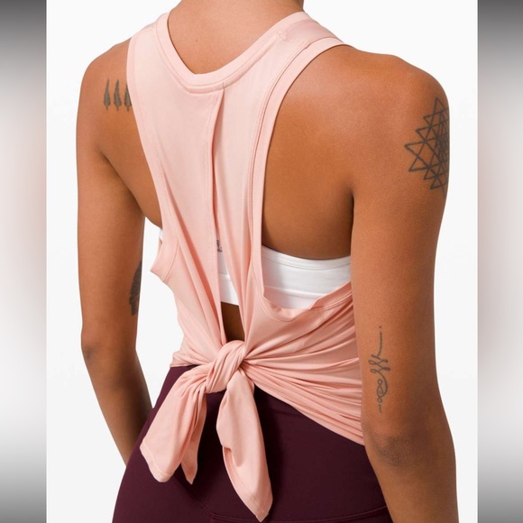 Lululemon all tied up tank in a soft baby pink flowy open back tank top - Picture 1 of 4